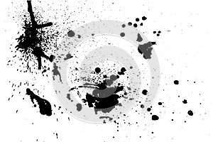 Splatter Paint Texture . Distress rough background . Black Spray Blot of Ink. Abstract vector. Hand drawn.