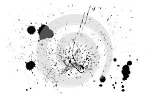 Splatter Paint Texture . Distress rough background . Black Spray Blot of Ink. Abstract vector. Hand drawn.