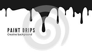 Splatters and Dripping. Black ink drips. Seamless Dripping Paint Texture. Vector illustration isolated on white background