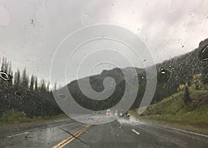 Splatters of raindrops in Colorado thunderstorm