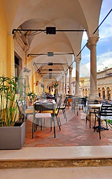 Splendid arches in Fermo town, Marche region, Italy