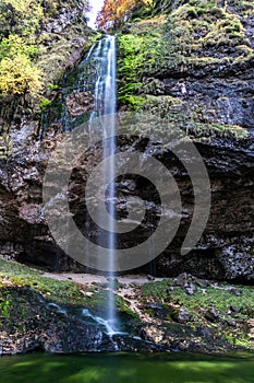 Splendid capture of Goriuda waterfalls, Italy, autumn, 2019.