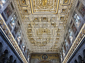 The splendid ceiling of the Basilica of Saint Paul, Rome