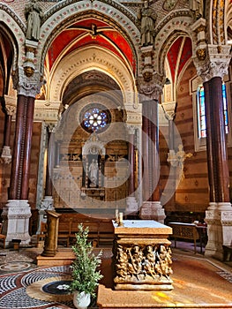 Splendid interior of the basilica of Ars-sur-Formans, center of France. photo