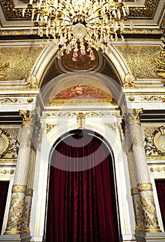 Splendid royal palace with luxury chandelier photo