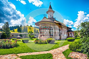 Splendid summer scene of Sucevita Monastery Romanian Orthodox monastery