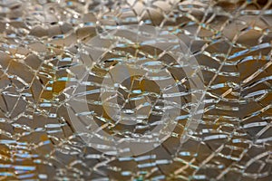 Splintered glass , Laminated safety glass broken