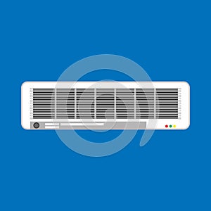 Split air conditioner vector icon climate control white. Isolated appliance system ventilation equipment. Wall unit clean machine