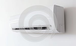 Split air conditioner on a white wall. Closeup image. Generative AI