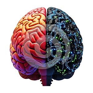 Split brain concept human and artificial intelligence