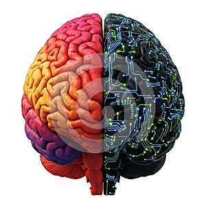 Split brain concept organic versus digital intelligence