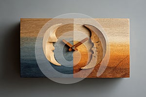 Split Clock Showing Day and Night Time Difference