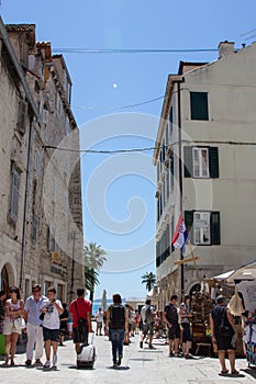 SPLIT, CROATIA - Aug 10, 2011: A hot summer day on a square in Split, Croatia