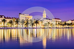 Split Croatia cityscape in blue hour.