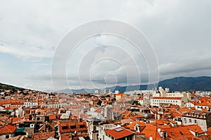 Split, Croatia, Europe. View from the tower. Orange roofs of houses