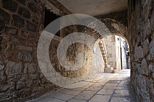 Split, Croatia, narrow alley in the old city center.