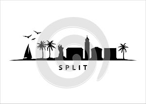 Split Croatia Skyline Landscape Black Shape Silhouette Vector Graphic