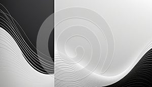 Black and white abstract wavy lines background wave