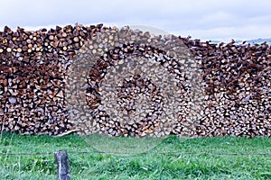 Split firewood stacked heat energy forest resource
