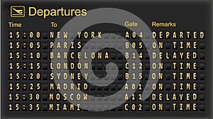 Split flap mechanical departures board. photo