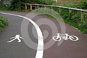 Split footway and cycleway
