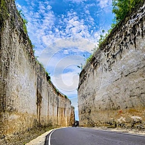 Split limestone cliffs in Bali