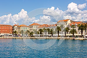 Split old town waterfront at the Mediterranean Sea vacation in Croatia