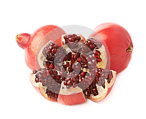 Split open pomegranate fruit