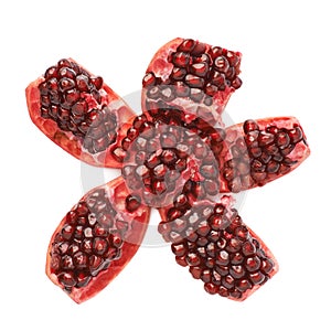 Split open pomegranate fruit