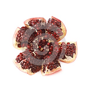 Split open pomegranate fruit