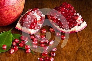 Split open Pomegranate fruit or Punica granatum photo