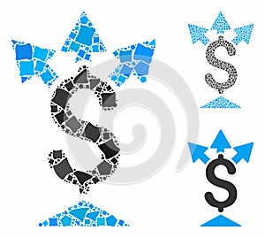 Split payment Mosaic Icon of Abrupt Elements