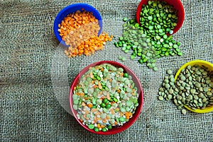 Split peas and lentils spilled