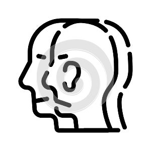 Split personality line icon vector illustration flat