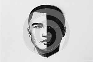Split Personality Portrait: Light and Shadow Face