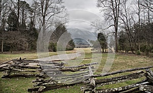 Split rail fence in a Smoky mountain pasture