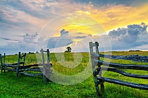 Split rail fence and sunset, Cumberland Gap Natl Park