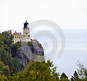 Split Rock Lighthouse on lake Superior shoreline