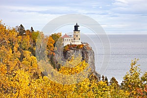 Split Rock lighthouse on the north shore of Lake Superior in Minnesota during autumn