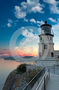 Split Rock Lighthouse Sunset with Moon