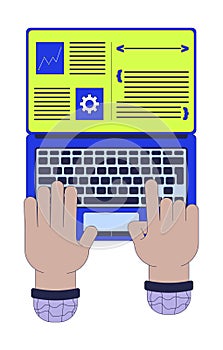 Split screen on laptop for programmer productivity 2D illustration concept