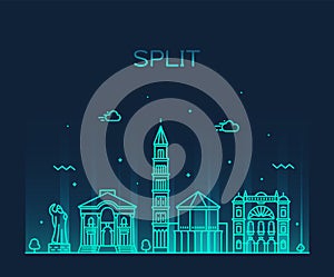 Split skyline Croatia vector illustration a linear