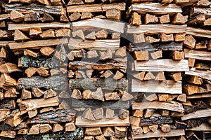 Split and Stacked Firewood outdoors