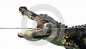 Split View of a Crocodile with Open Jaws