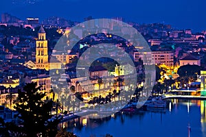 Split waterfront blue evening view