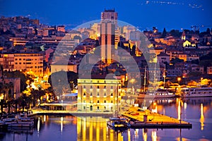 Split waterfront blue evening view from Marjan