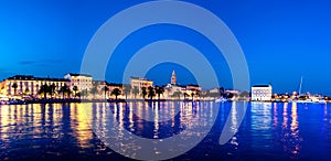 Split waterfront evening blue panorama, Split, Croatia