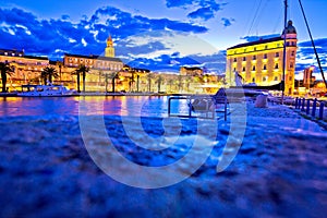 Split waterfront landmarks evening view