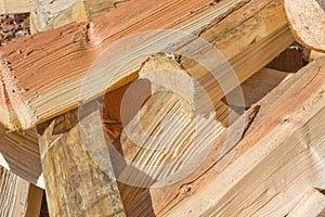 Split Wood for Firewood Pile