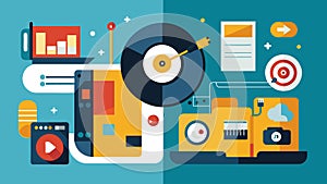 A splitscreen design comparing the production process of vinyl records in the past and present showcasing the use of photo